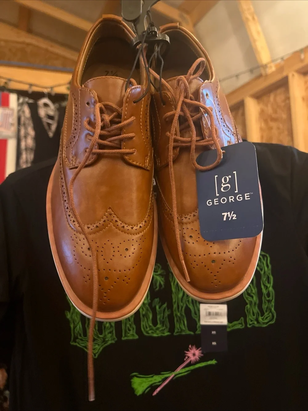 George Men's Brown Wingtip Derby Oxfords